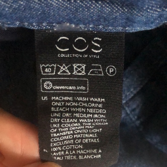 COS Women’s Relaxed Button-Fly Trouser Jean 12 Flat Front Straight Leg Indigo - Picture 4 of 5
